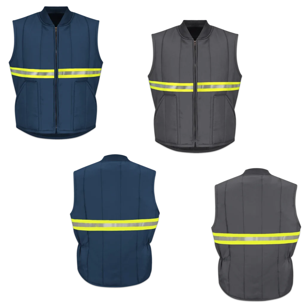 Collection of LilianaHiVis Enhanced Visibility Quilted Work Vests with Green Reflective Tape