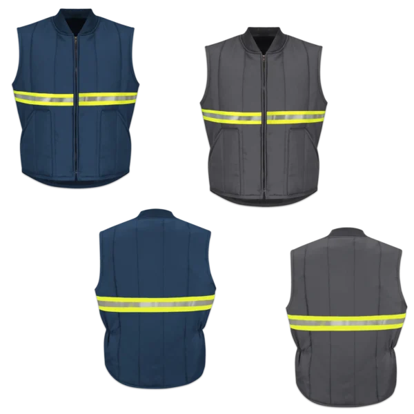 Collection of LilianaHiVis Enhanced Visibility Quilted Work Vests with Green Reflective Tape
