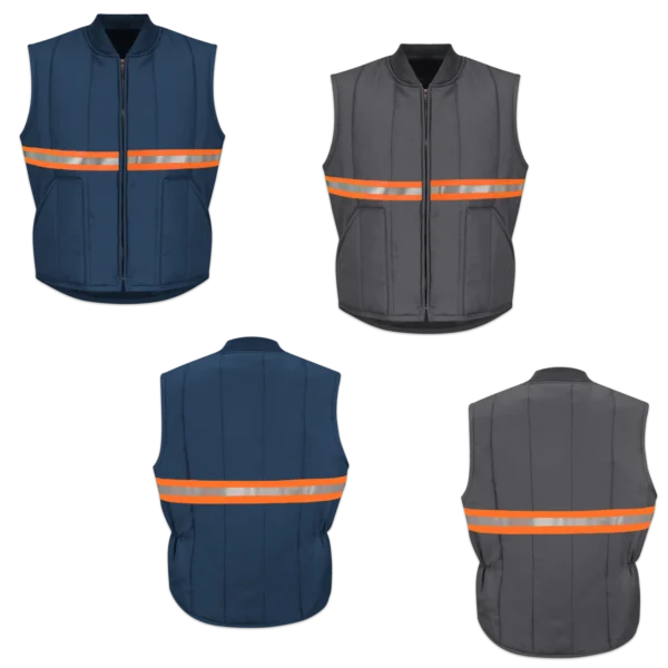 Collection of LilianaHiVis Enhanced Visibility Quilted Work Vests with Orange Reflective Tape