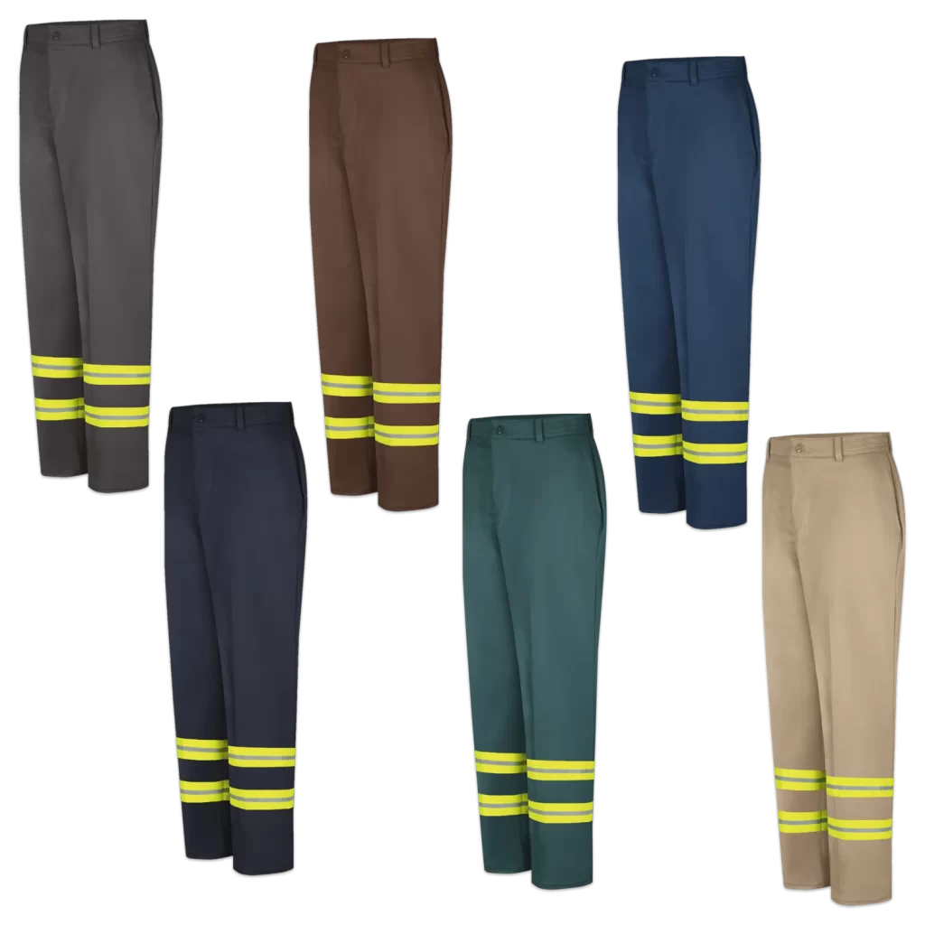 100% Cotton Hi-Vis Work Pants | Flat-Front Safety