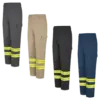 Hi Vis Cargo Pants Collection with Green Reflective Tape for Tow Truck Drivers and Outdoor Workers