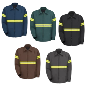 Collection of LilianaHiVis Enhanced Visibility Quilted Lined Work Jackets with Green Reflective Tape
