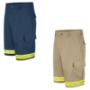 Collection of LilianaHiVis Enhanced Visibility 100% Cotton Cargo Work Shorts (Navy/Khaki) with Green Reflective Tape